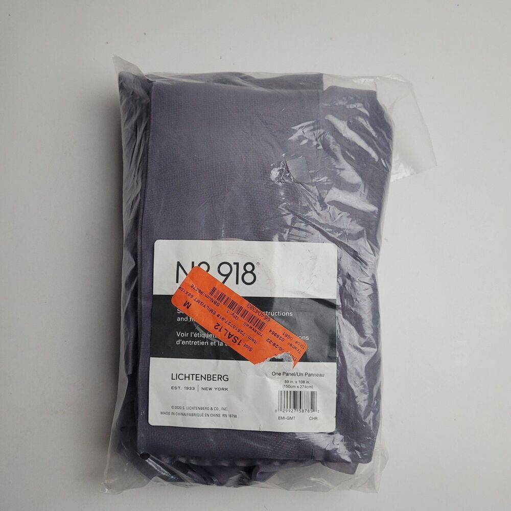 NEW No. 918 rod pocket single curtain panel 'Chrome Grey' 59x108 #BT2